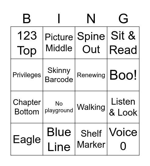 Library Bingo Card