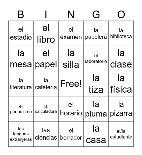 Senderos 1 Leccion 2 Bingo Card