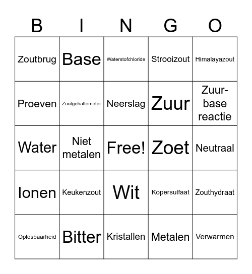 Zouten Bingo Card