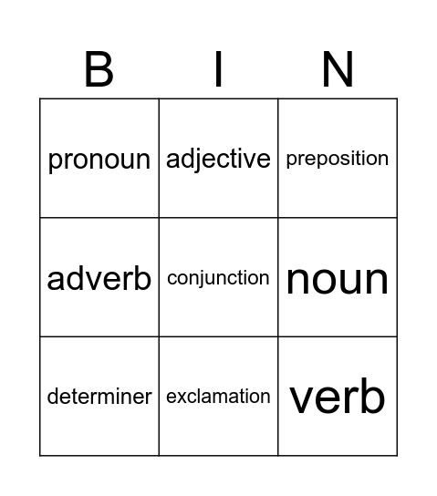 Homophone bingo Card