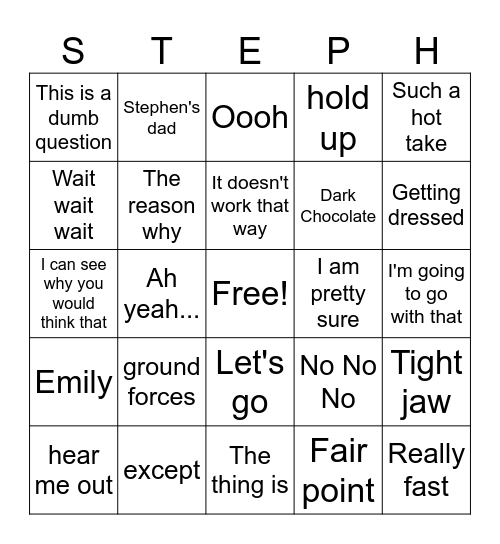 "Wait Wait" Bingo Card