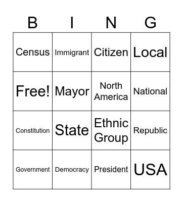 Social Studies Bingo Card