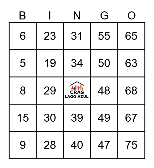 Number Bingo 1-75 Bingo Card