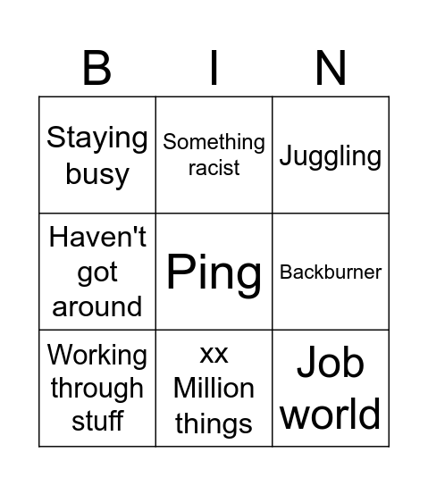 Sales Guy Bingo Card