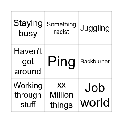 Sales Guy Bingo Card