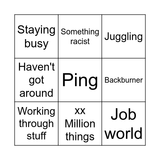 Sales Guy Bingo Card