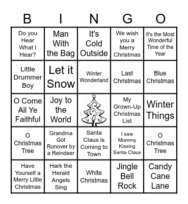 Christmas Song Bingo Card