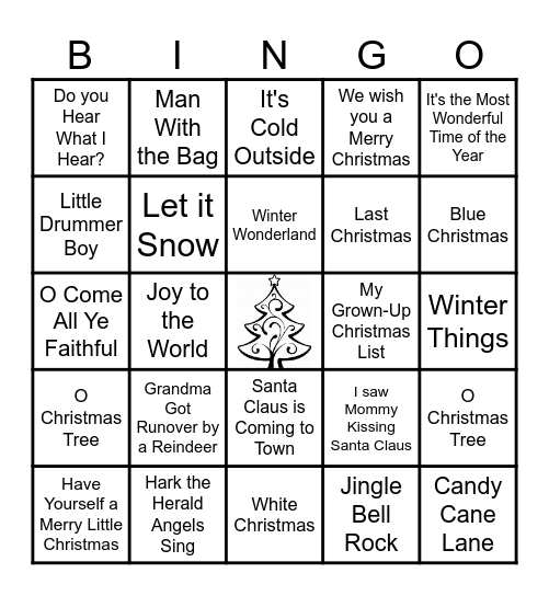Christmas Song Bingo Card