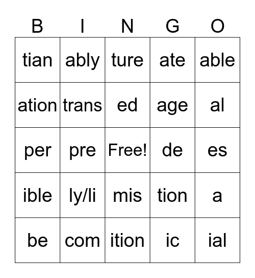 P.O. Bingo! Bingo Card