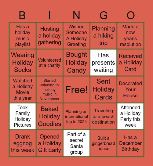 Earth Genome Holiday Fun Bingo Card