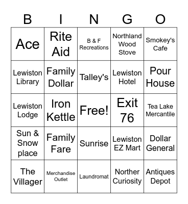 N  I  C  O  L  E  T Bingo Card