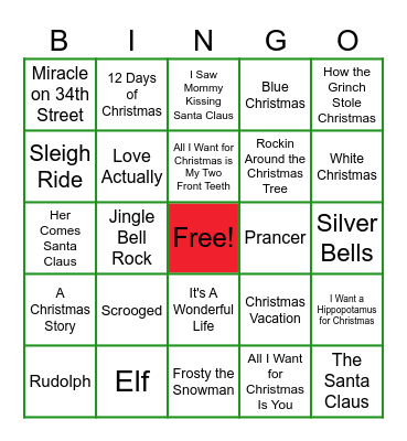 KHS Holiday Bingo Card