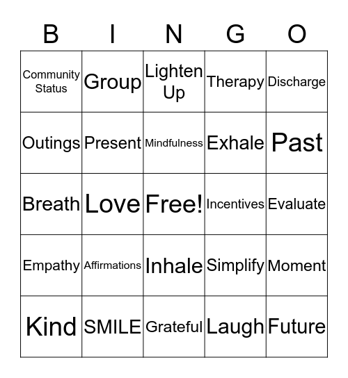 SMILE Bingo Card