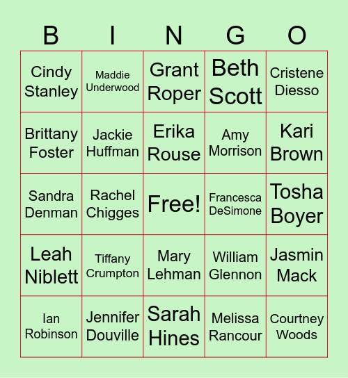 Team Holiday Bingo Card