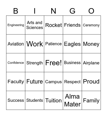 Fall 2023 graduation Bingo Card