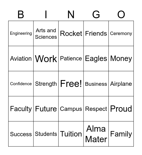 Fall 2023 graduation Bingo Card