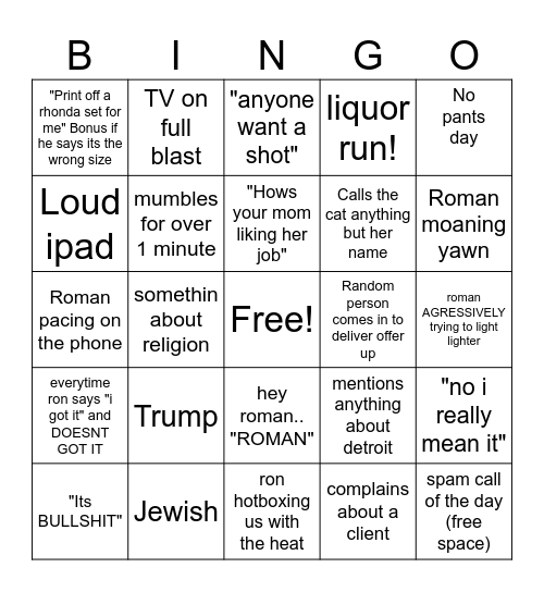 RON and roman bingo card Bingo Card