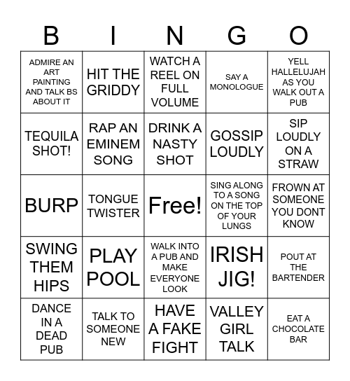 christmas pub crawl Bingo Card