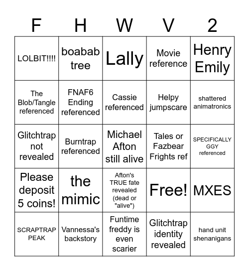 HELP WANTED 2 BINGO Card