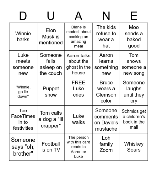 Holiday Bingo Card