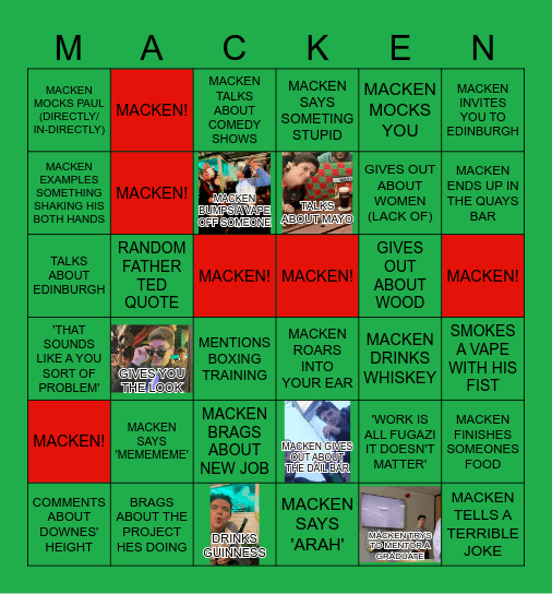 MACKEN BINGO Card