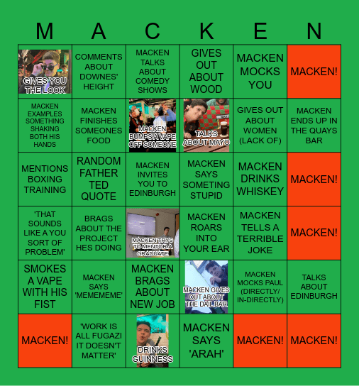 MACKEN BINGO Card