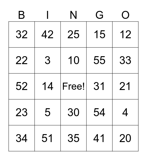 Base 6 Bingo Card