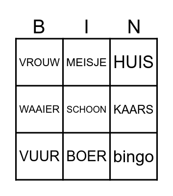 VUUR EN WIND IN PAPIER Bingo Card