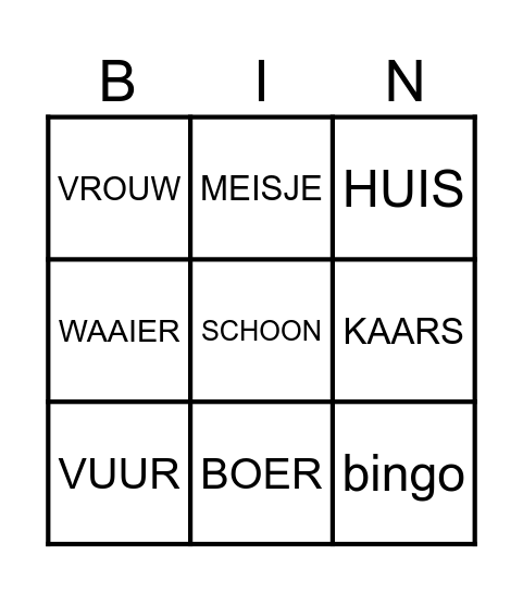 VUUR EN WIND IN PAPIER Bingo Card