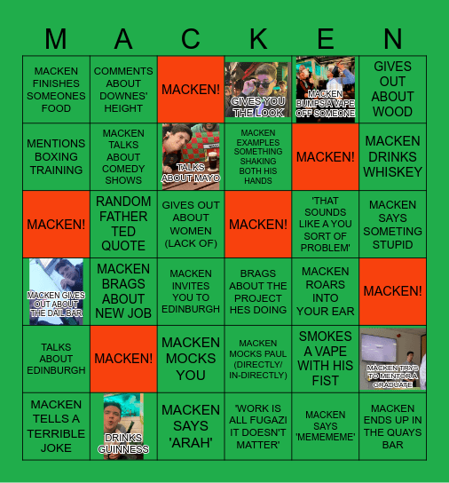 MACKEN BINGO Card