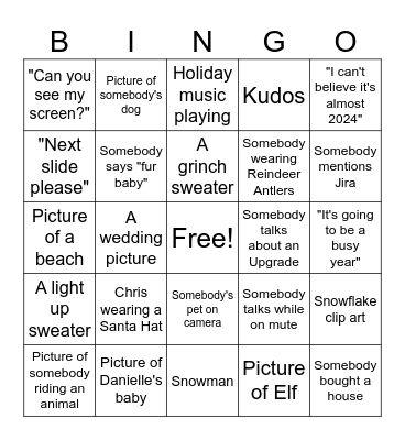 All Hands Bingo Card