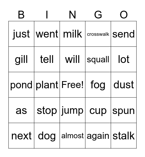 Spelling Review Bingo Card