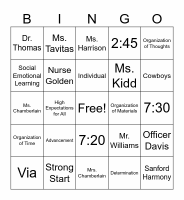 McCoy Bingo Card