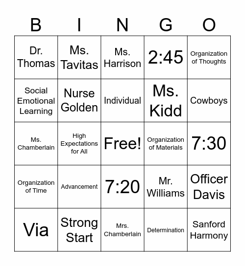 McCoy Bingo Card