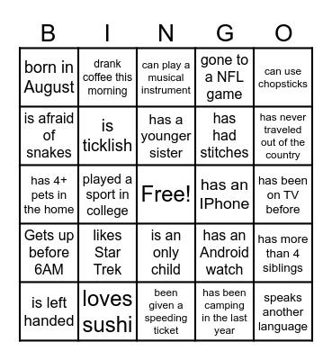 FINE SOMEONE WHO... Bingo Card