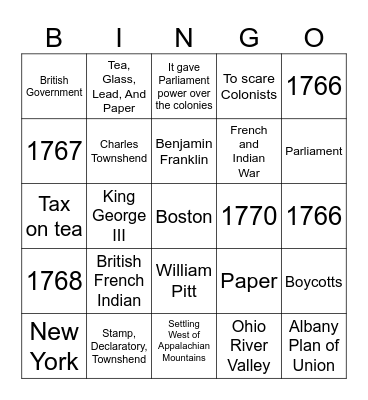 Chapter 5 Lesson 1 Bingo Card