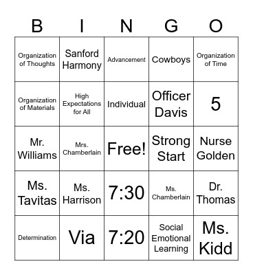 McCoy Bingo Card