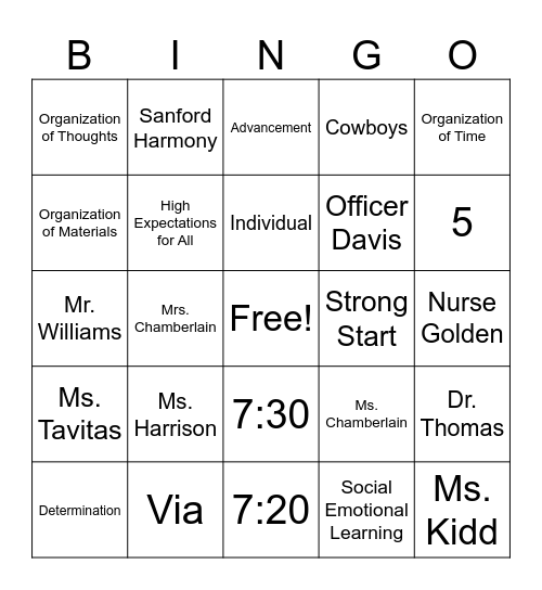 McCoy Bingo Card