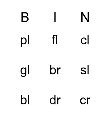 Blends Bingo Card