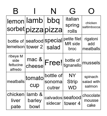 Ciao Ciao Hailey & Zack!!! Bingo Card