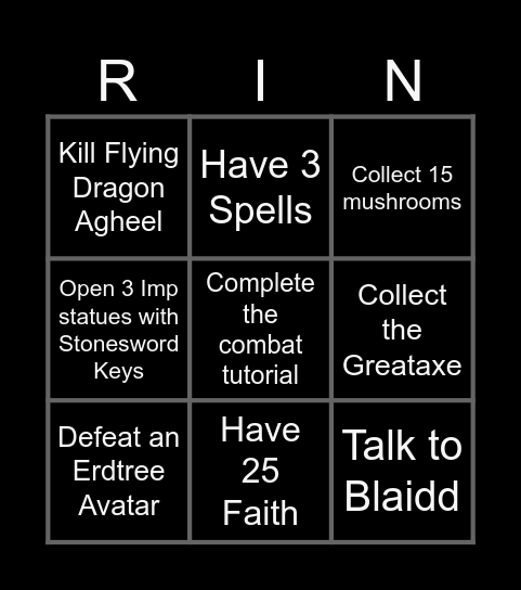 Elden Ring Bingo Card