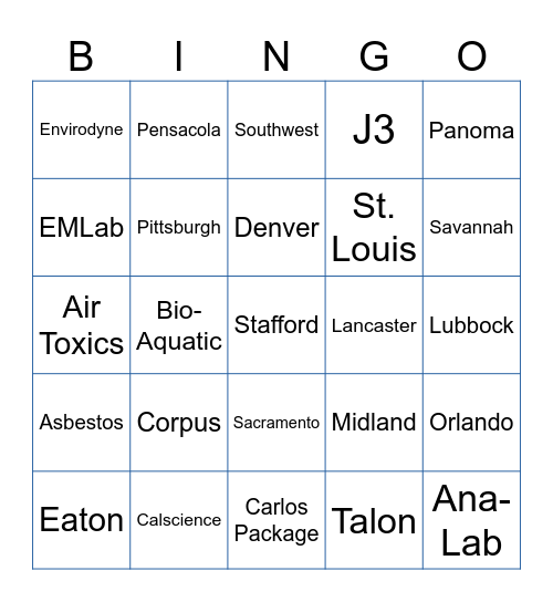 Dallas EX FedEx Bingo Card