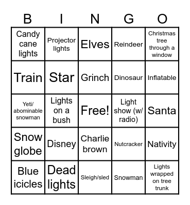 Christmas Lights/decor Bingo Card