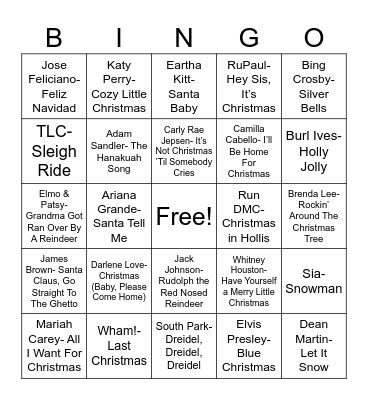 Total Quiz presents Radio Bingo: Holiday Pop MusicUntitled Bingo Card