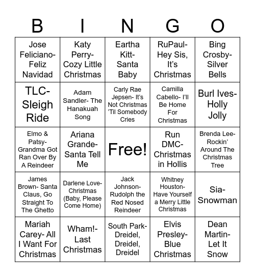 Total Quiz presents Radio Bingo: Holiday Pop MusicUntitled Bingo Card