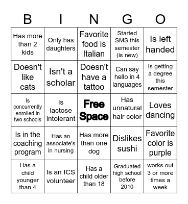 Find Someone Who... Bingo Card