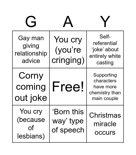 Happiest Season Bingo Card