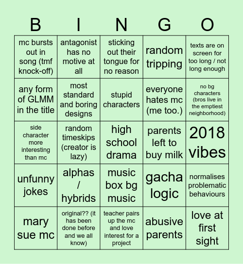 Gacha Videos Bingo Card