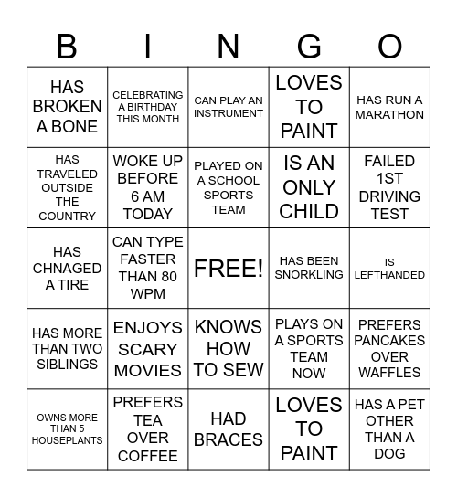 BINGO BANGO BINGO Card