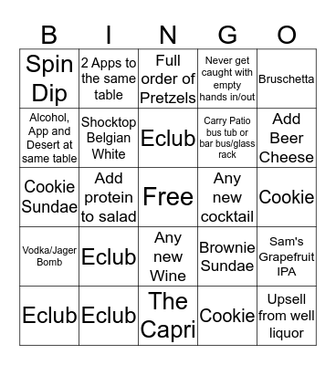 $10 House Cash! Bingo Card